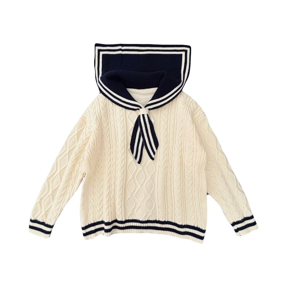 Sailor collar cable knit sweater for women - Picture 1 of 5
